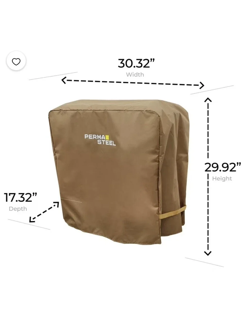 Permasteel 60 Qt Patio Cooler Cart Cover Waterproof UV Resistant Tan Outdoor